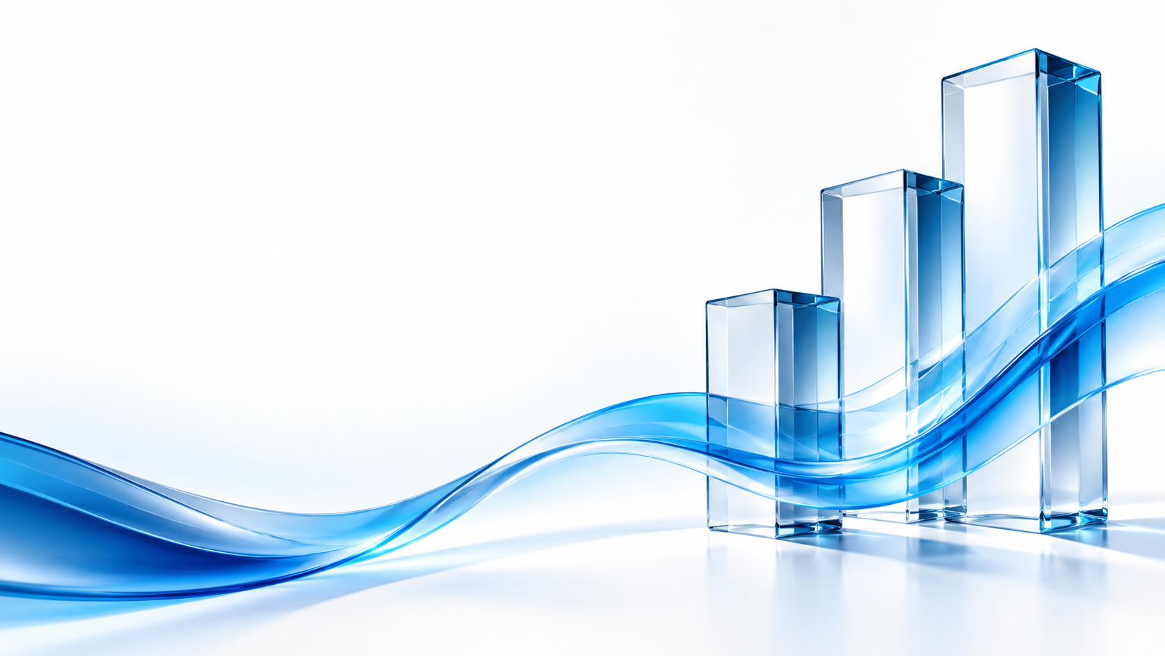 Blue ribbon surrounding glass structures, representing coordinated progress.